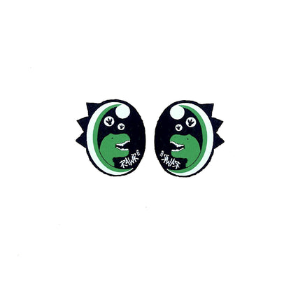 3 Pack of Green Dinosaur Felt Eyes with Lashes, for Amigurumi, Dino, Multiple Sizes Available
