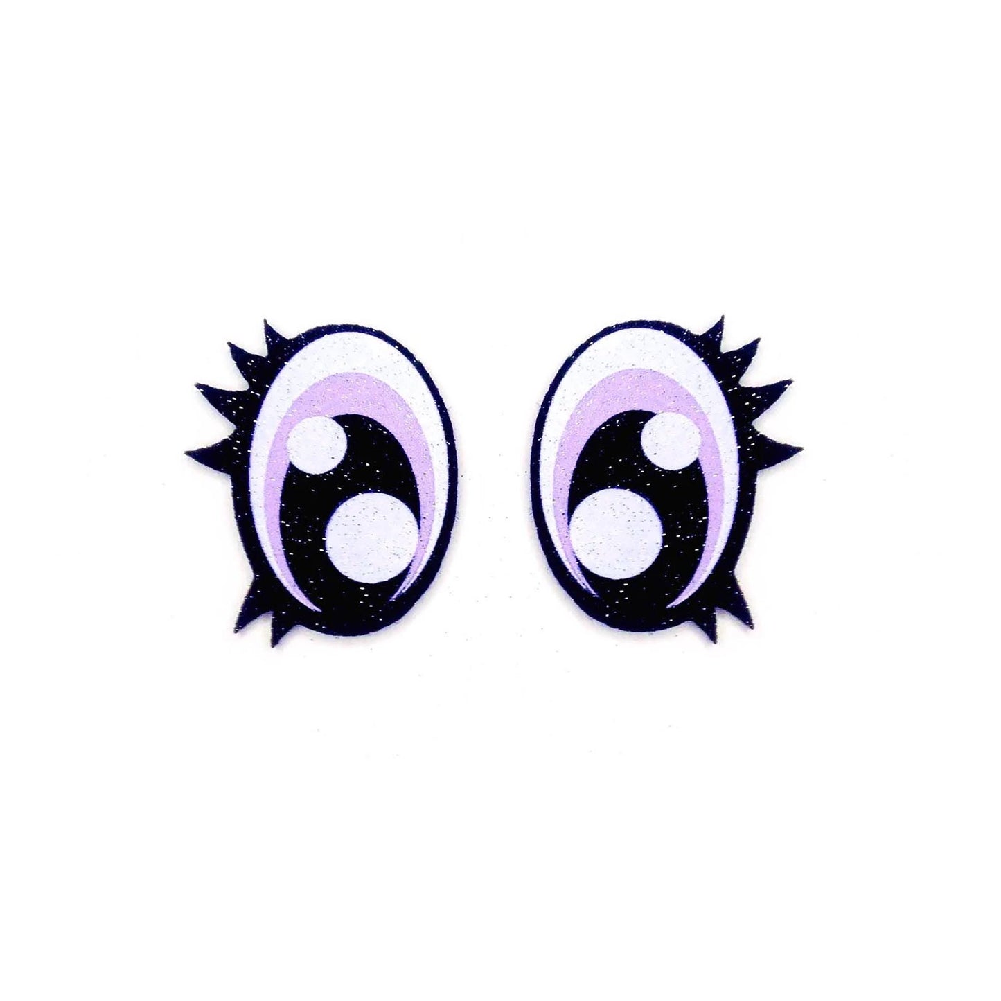 6 Pack of Oval Glitter Felt Eyes for Amigurumi, with Lashes, Multiple Sizes Available