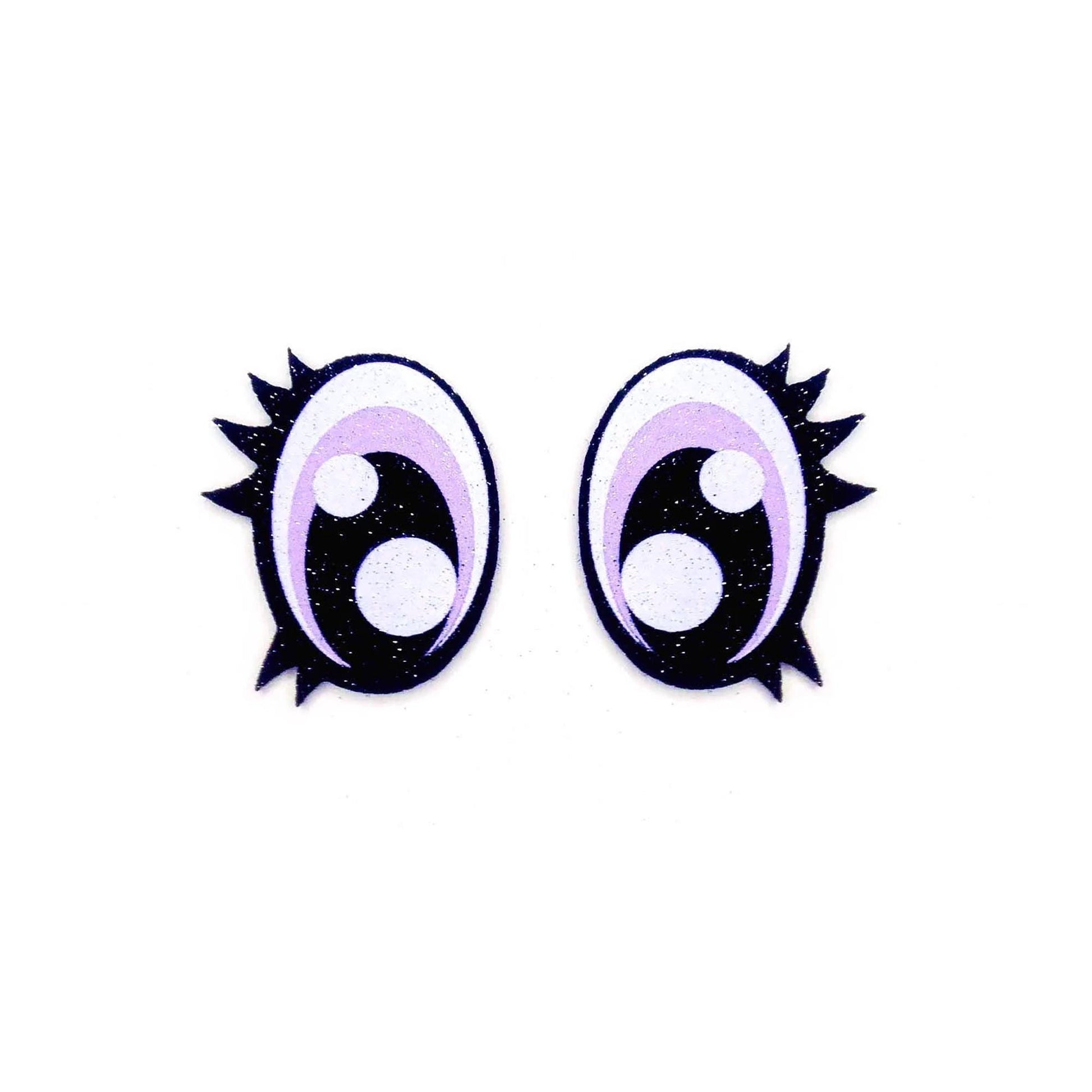 6 Pack of Oval Glitter Felt Eyes for Amigurumi, with Lashes, Multiple Sizes Available