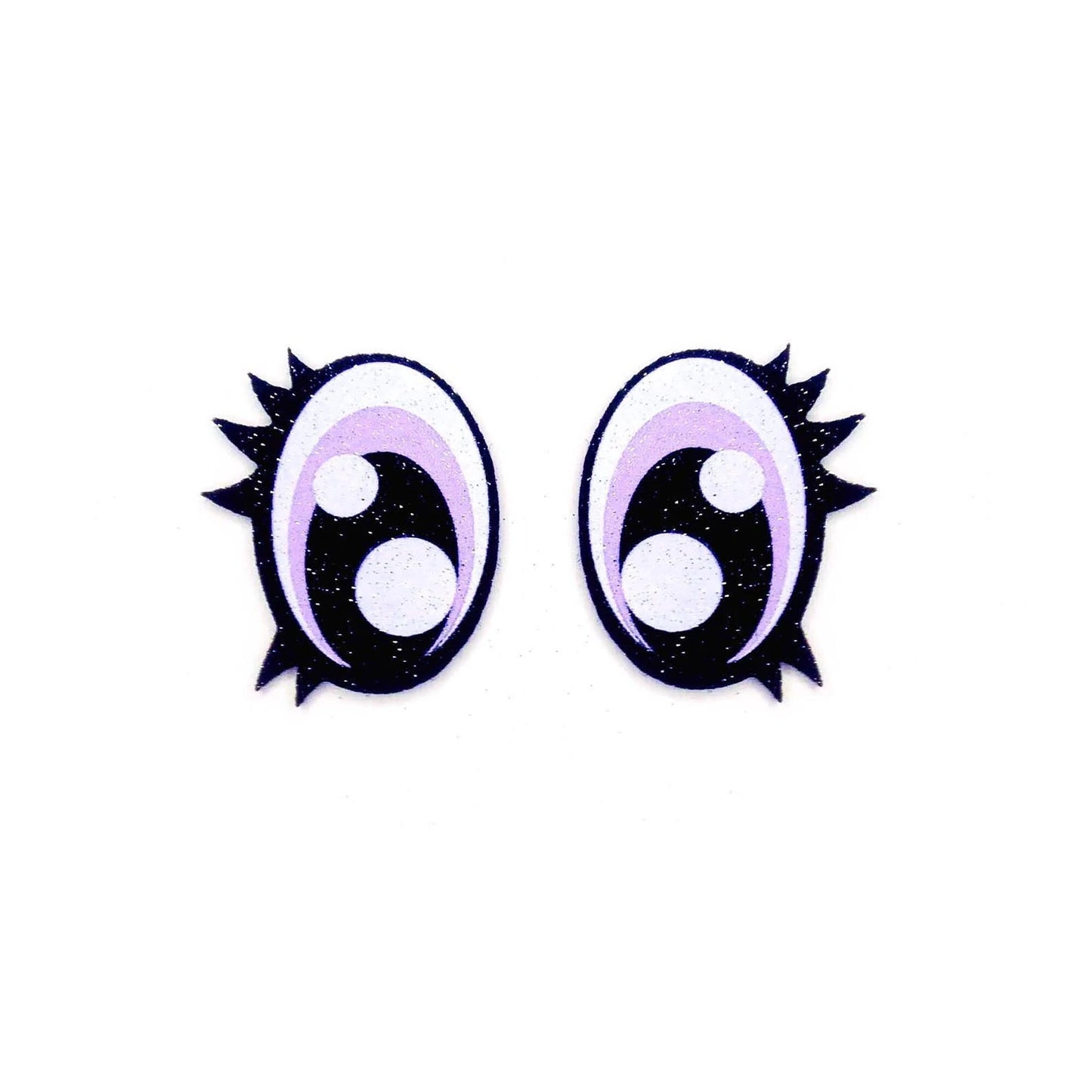 6 Pack of Oval Glitter Felt Eyes for Amigurumi, with Lashes, Multiple Sizes Available