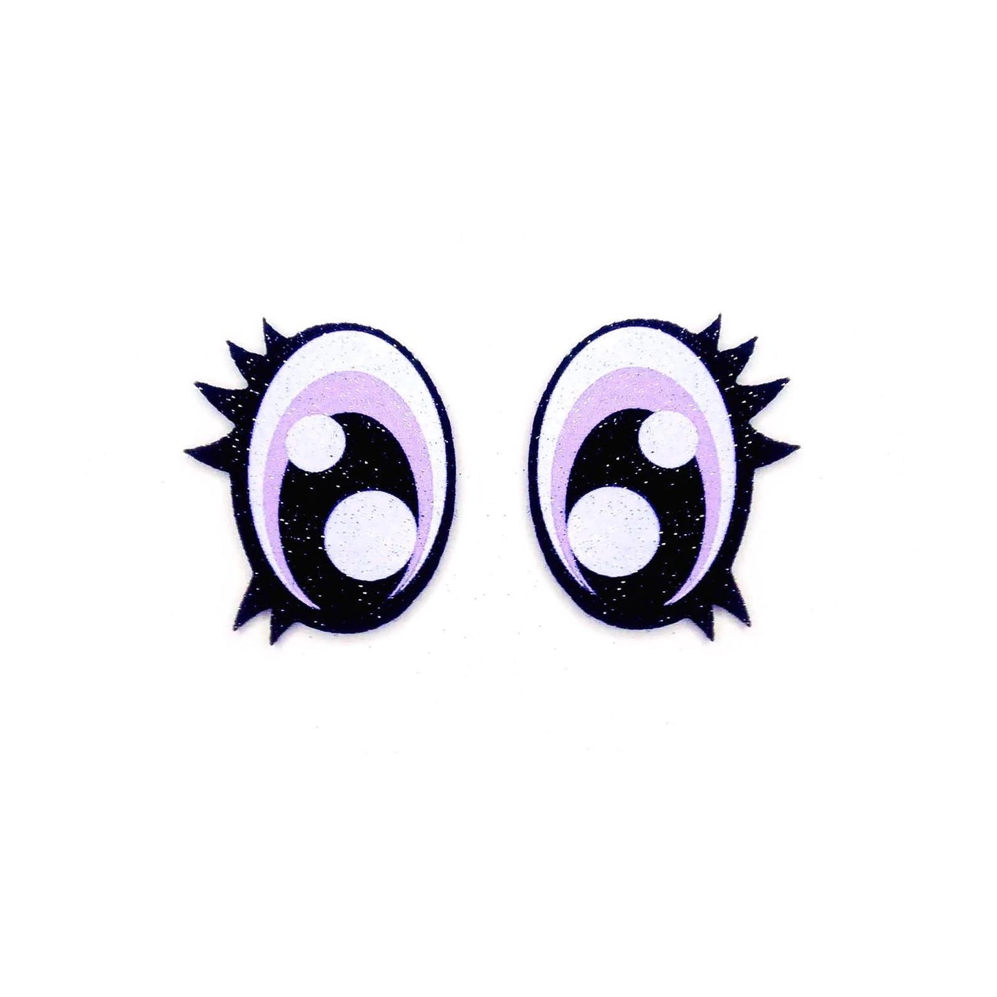 6 Pack of Oval Glitter Felt Eyes for Amigurumi, with Lashes, Multiple Sizes Available