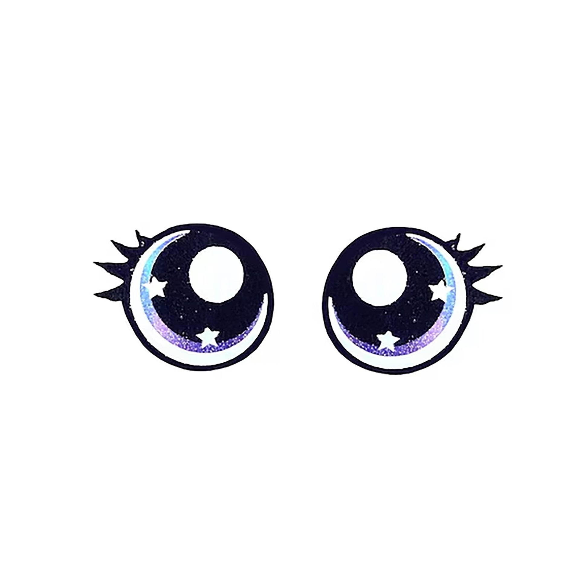 3 Pairs of Rainbow Glitter Felt Eyes with Lashes: Amigurumi Doll, Crochet Plushie Eyes