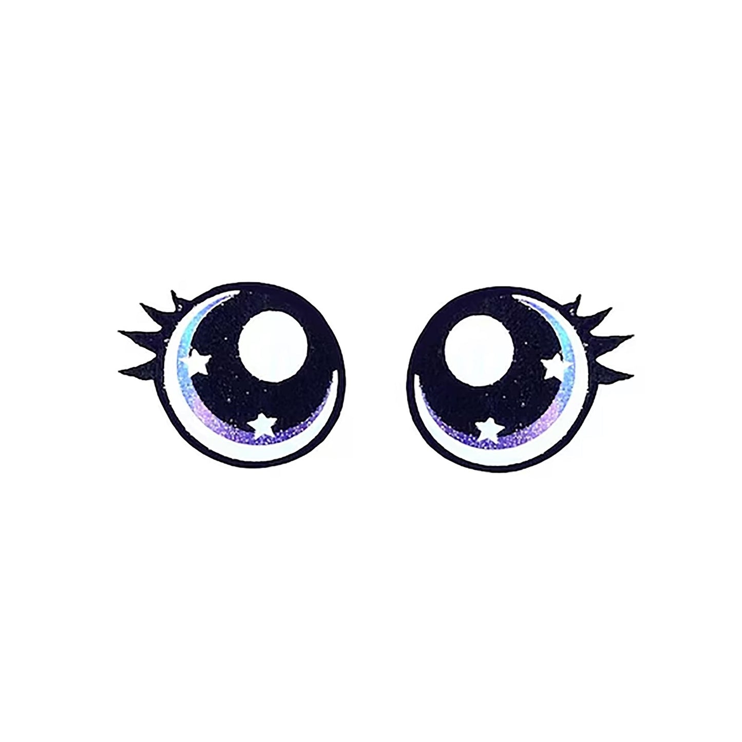 3 Pairs of Rainbow Glitter Felt Eyes with Lashes: Amigurumi Doll, Crochet Plushie Eyes