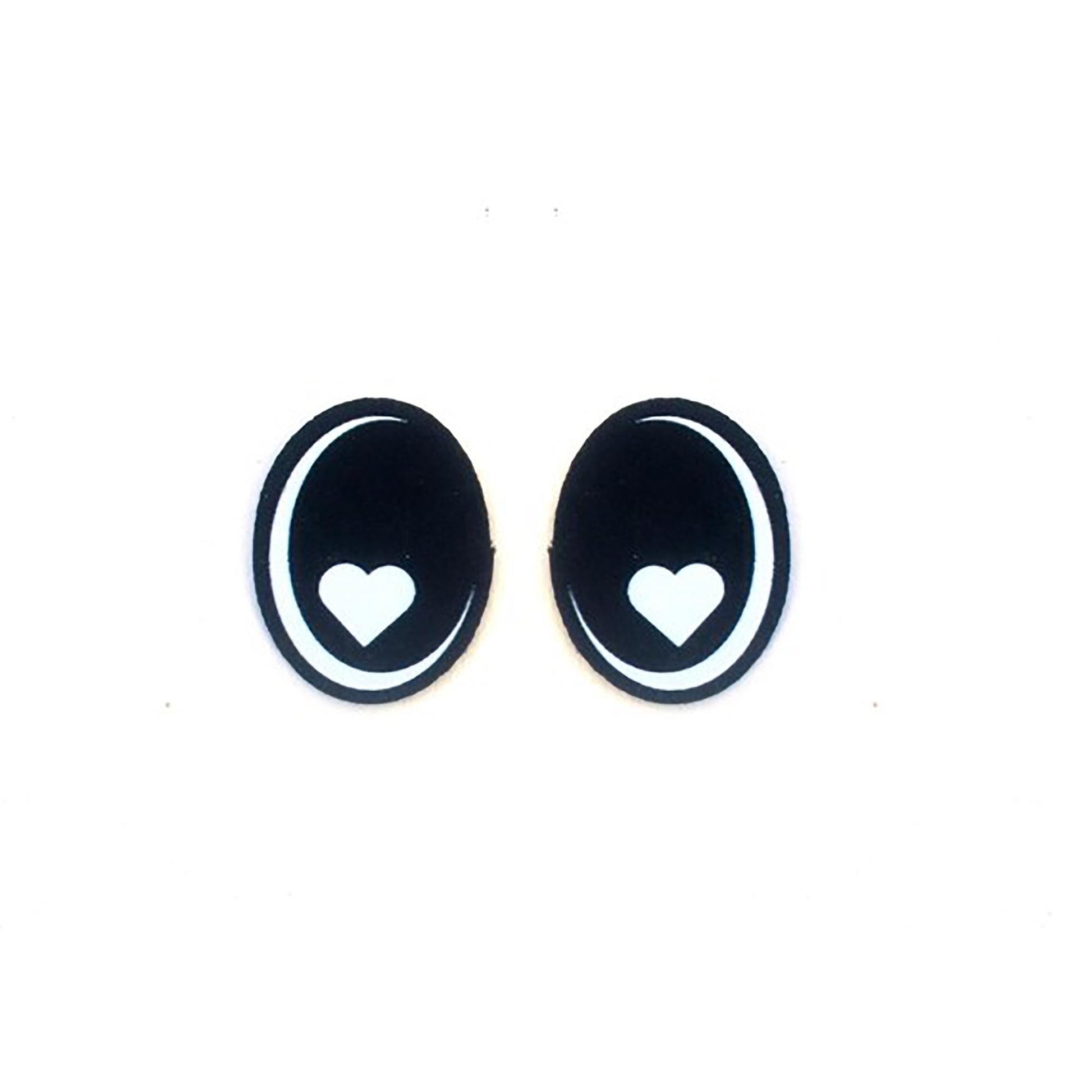 3 Pack of Oval Kawaii Felt Eyes for Amigurumi, Heart, Valentine, Multiple Sizes Available