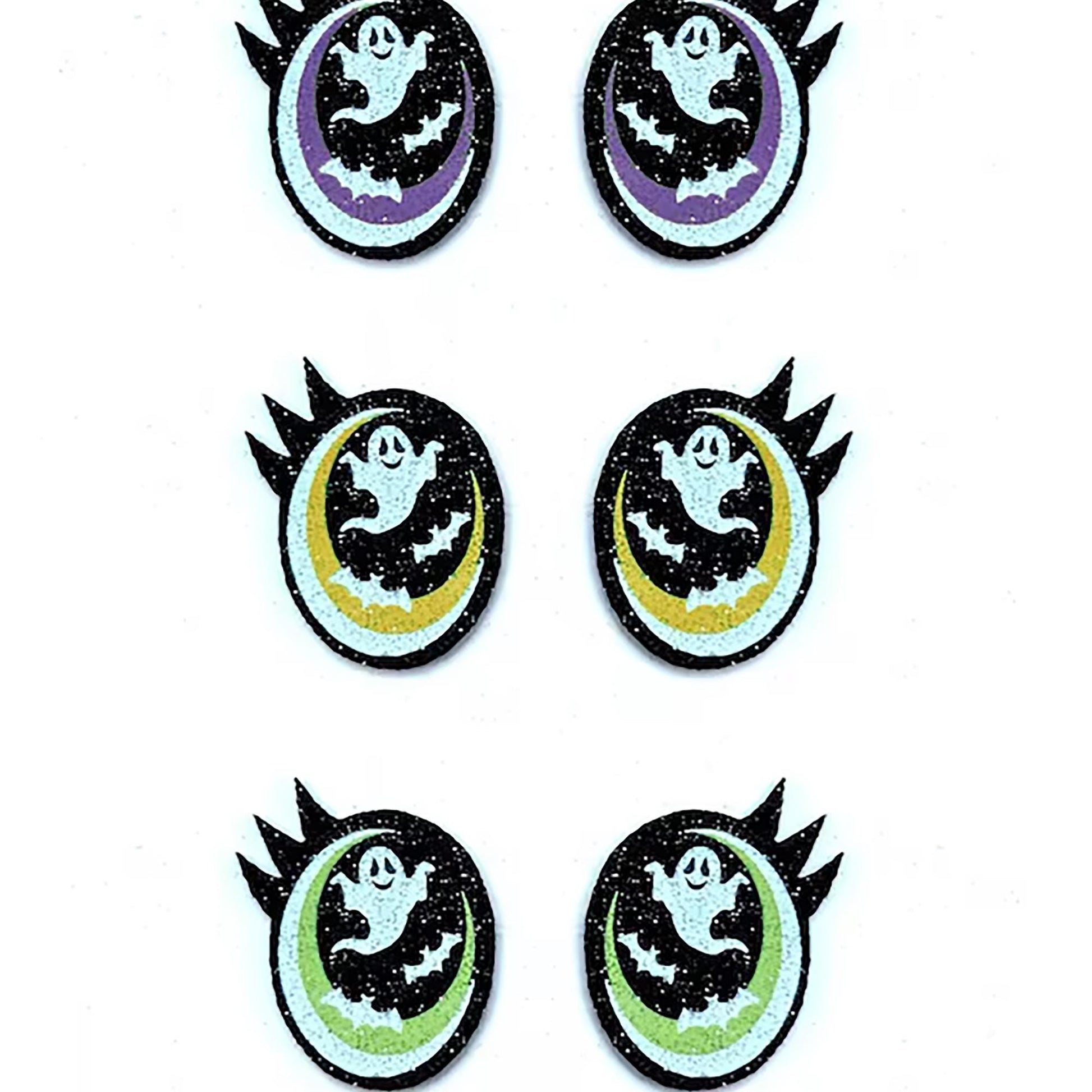 3 Pack of Glitter Halloween Felt Eyes for Amigurumi, with Lashes, Multiple Sizes Available