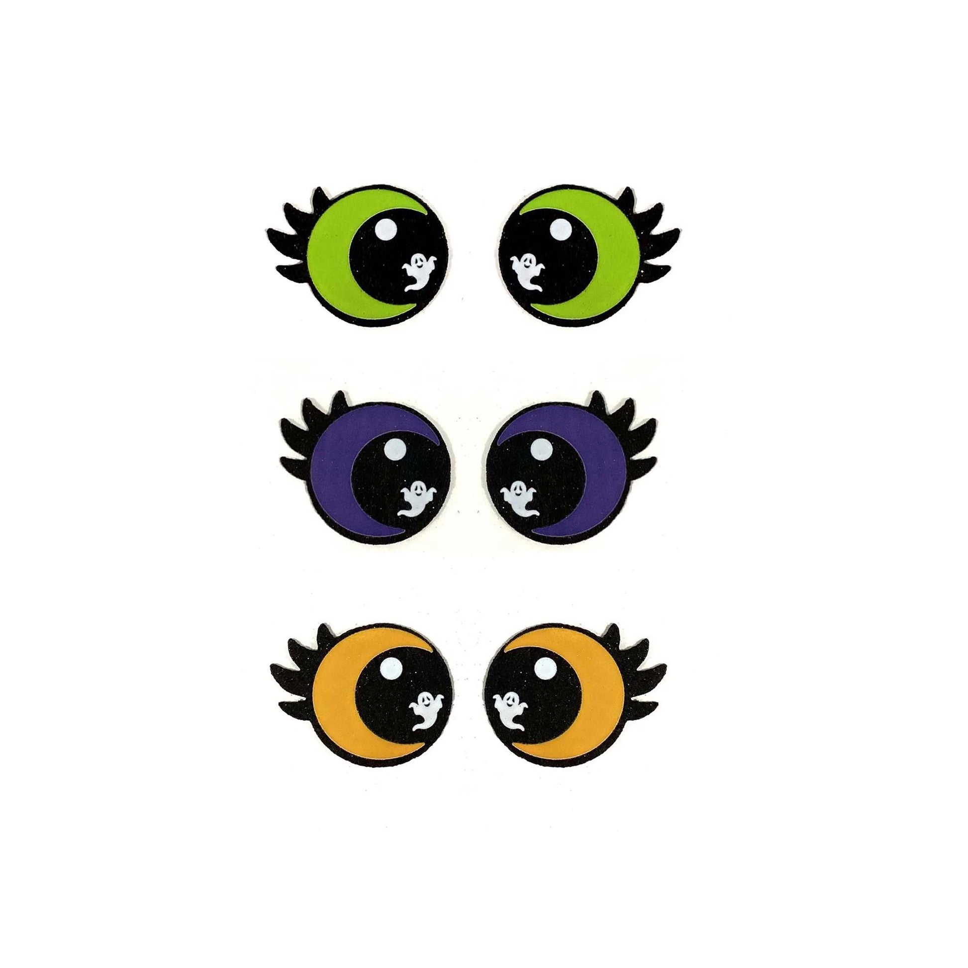 6 Pack of Halloween Felt Eyes for Amigurumi, With or Without lashes Multiple Sizes Available