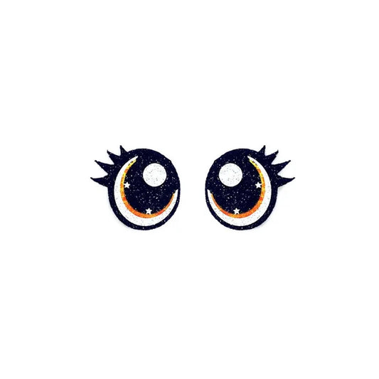 3 Pack of Orange Glitter Felt Eyes, with Lashes, for Amigurumi Multiple Sizes Available