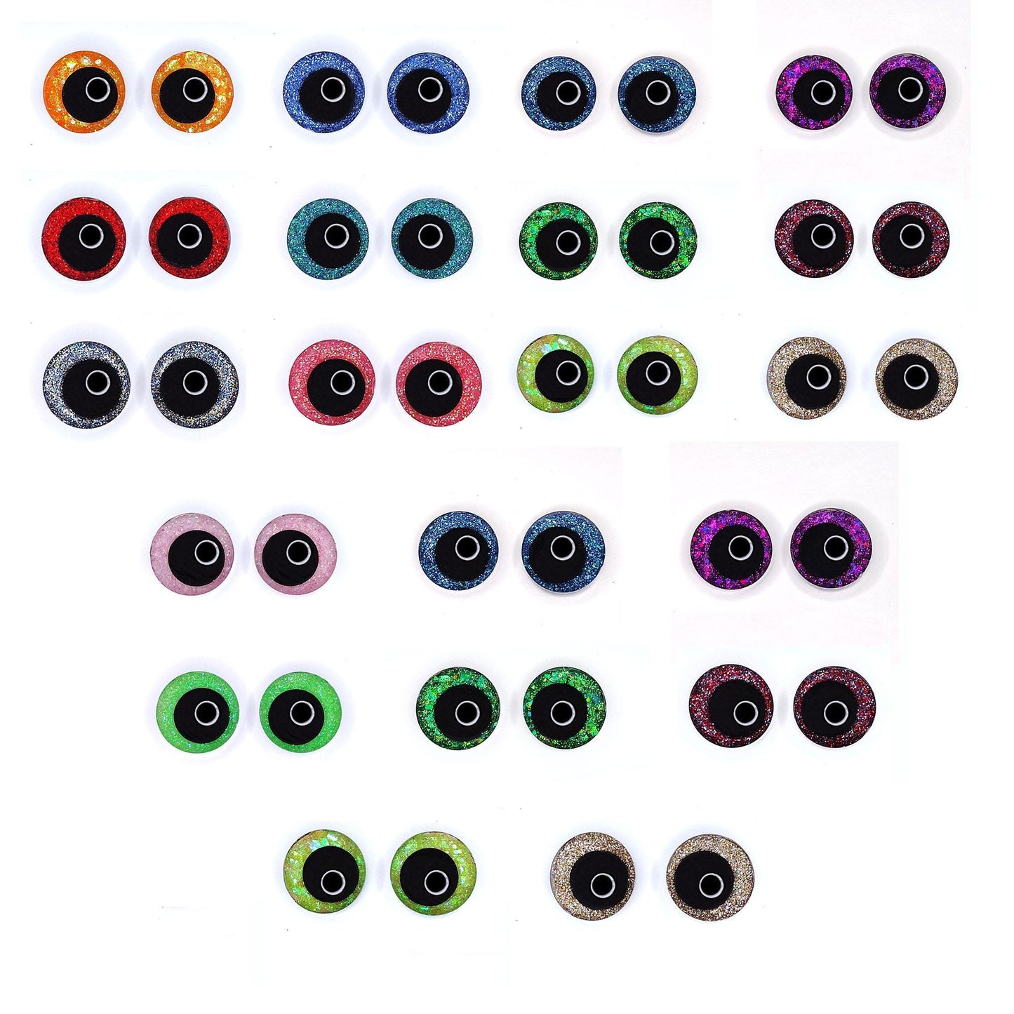 Random Packs of Sinker Style Safety Eyes with Offset Pupil for Amigurumi, 10mm - 35mm