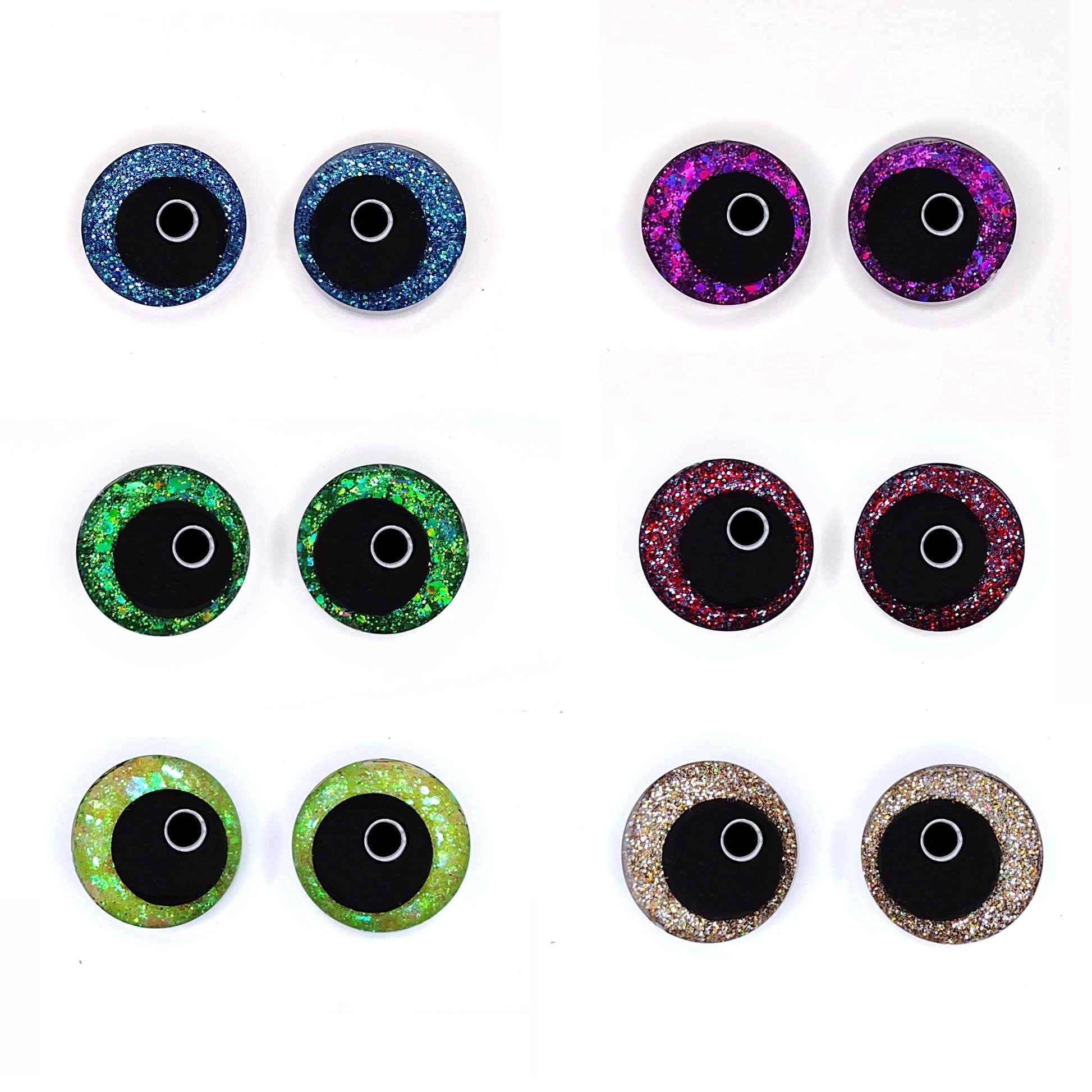 Random Packs of Sinker Style Safety Eyes with Offset Pupil for Amigurumi, 10mm - 35mm
