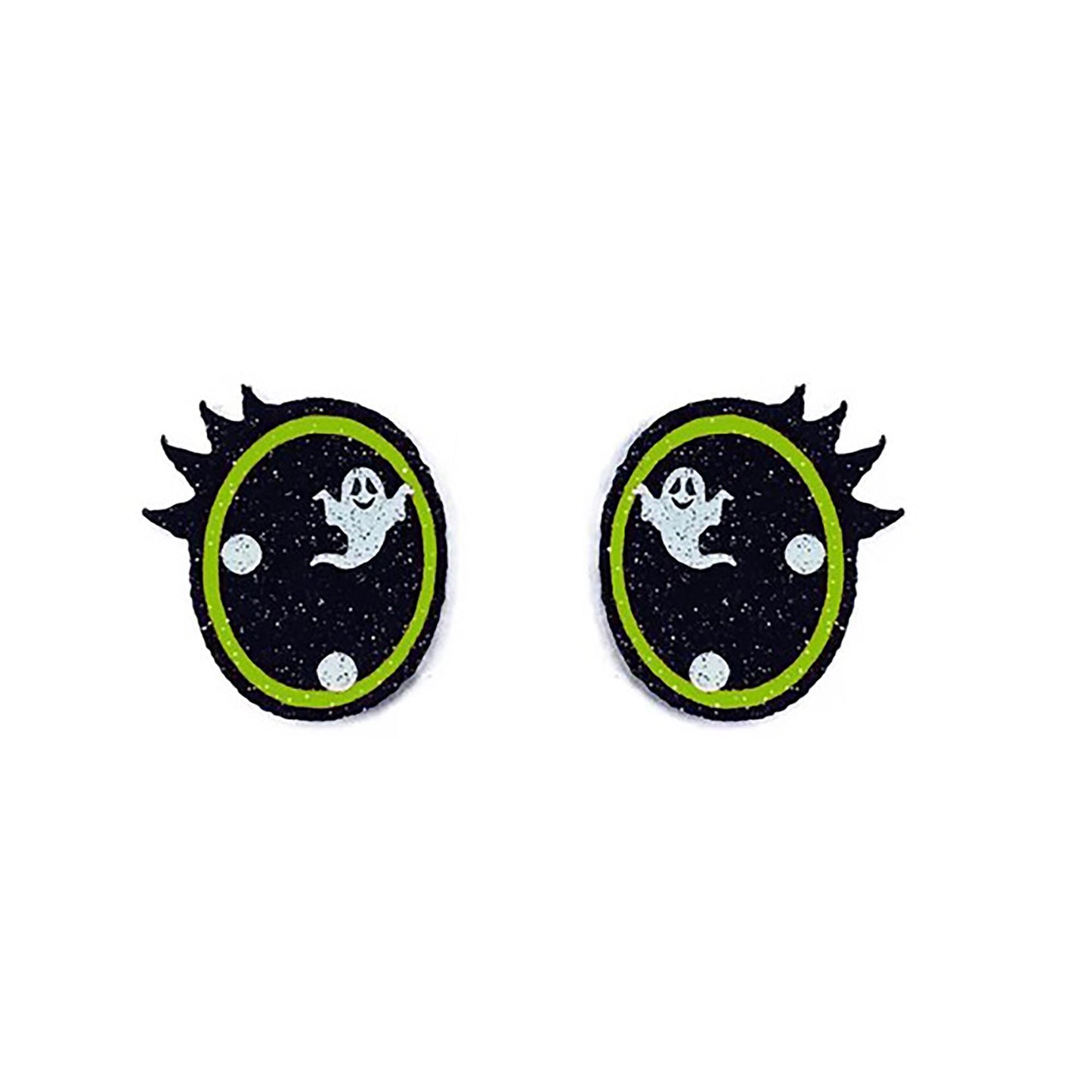 6 Pack Glitter Halloween Felt Eyes for Amigurumi: Ghosts, Green, Orange, Purple, With Lashes