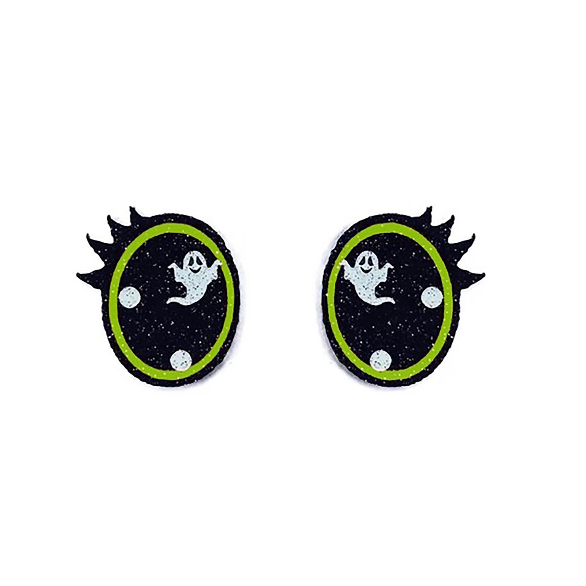 6 Pack Glitter Halloween Felt Eyes for Amigurumi: Ghosts, Green, Orange, Purple, With Lashes