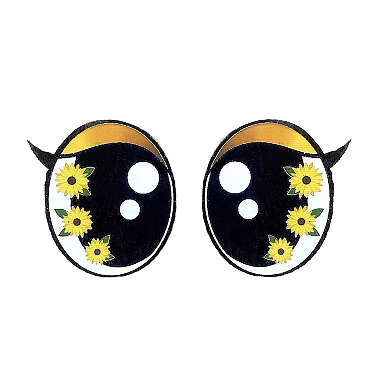 6 Pack of Sunflower Felt Eyes For Amigurumi, with Lashes, Multiple Sizes Available
