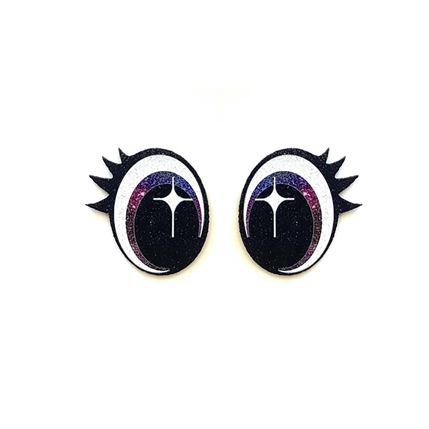 6 Pack of Glitter Felt Eyes for Amigurumi, With Lashes, Multiple Sizes Available