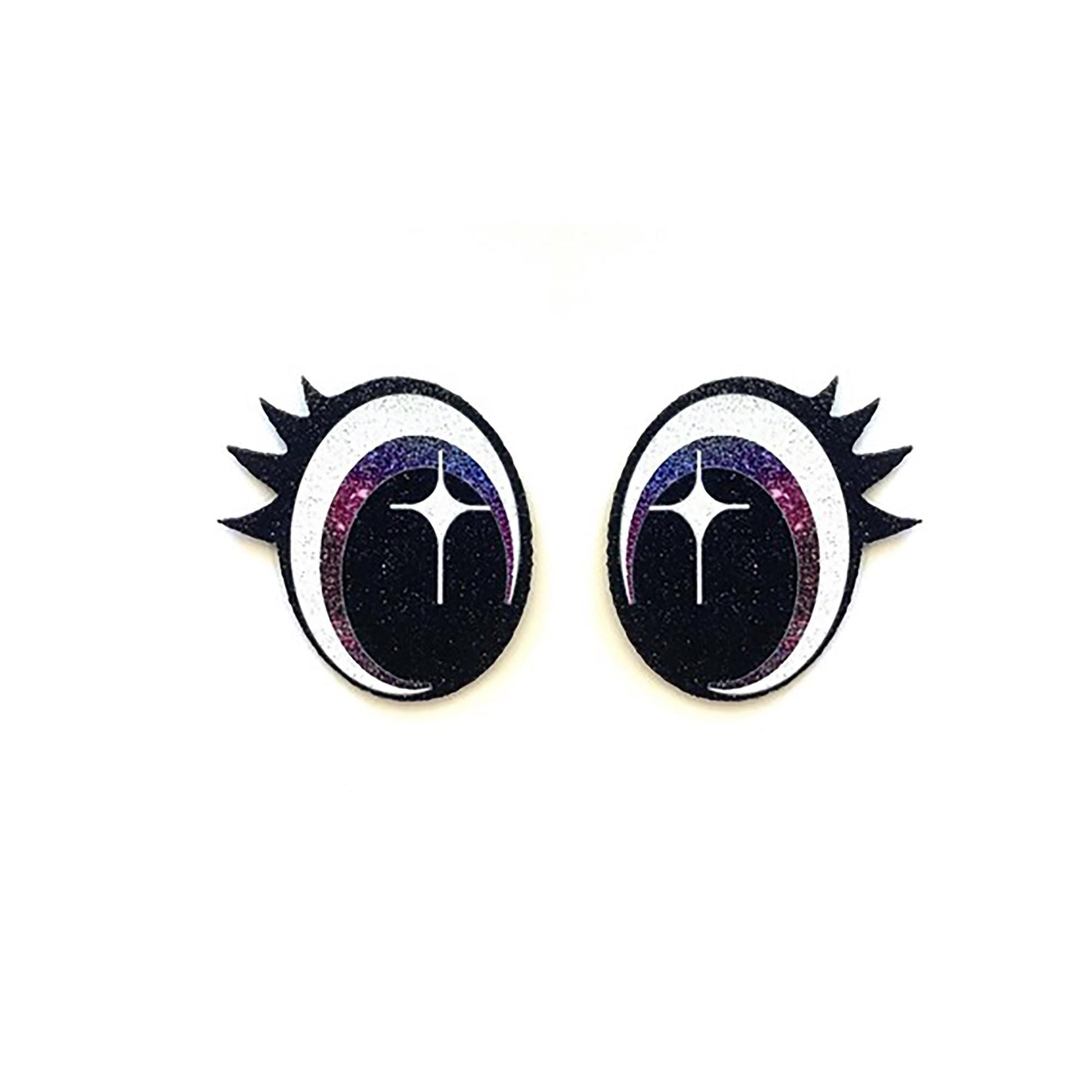 6 Pack of Glitter Felt Eyes for Amigurumi, With Lashes, Multiple Sizes Available