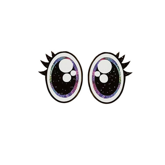 3 Pack of Oval Rainbow Glitter Felt Eyes for Amigurumi, with Lashes, Multiple Sizes Available