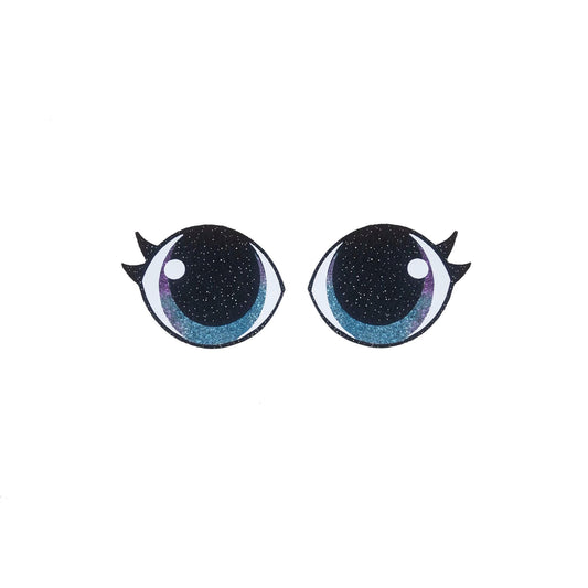 3 Pack of Rainbow Glitter Felt Eyes for Amigurumi, with Lashes, Multiple Sizes Available