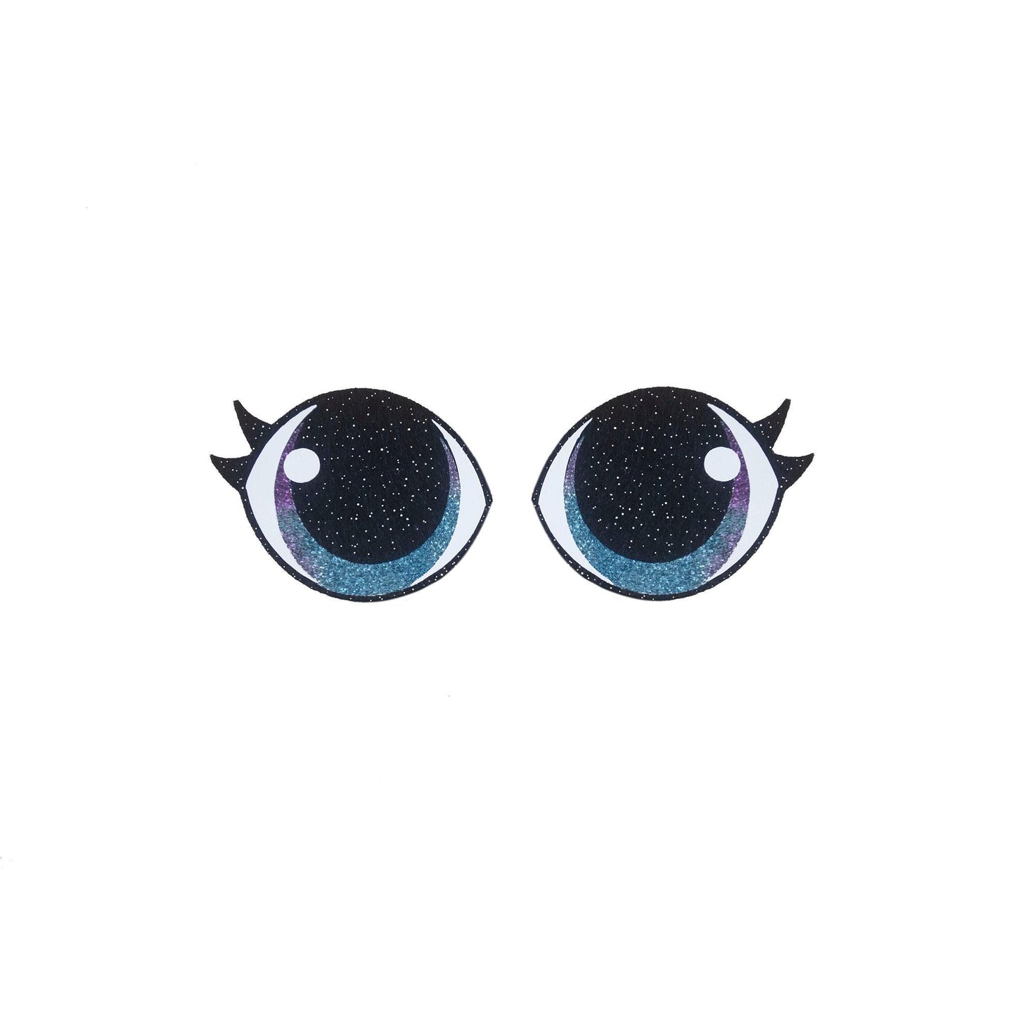 3 Pack of Rainbow Glitter Felt Eyes for Amigurumi, with Lashes, Multiple Sizes Available