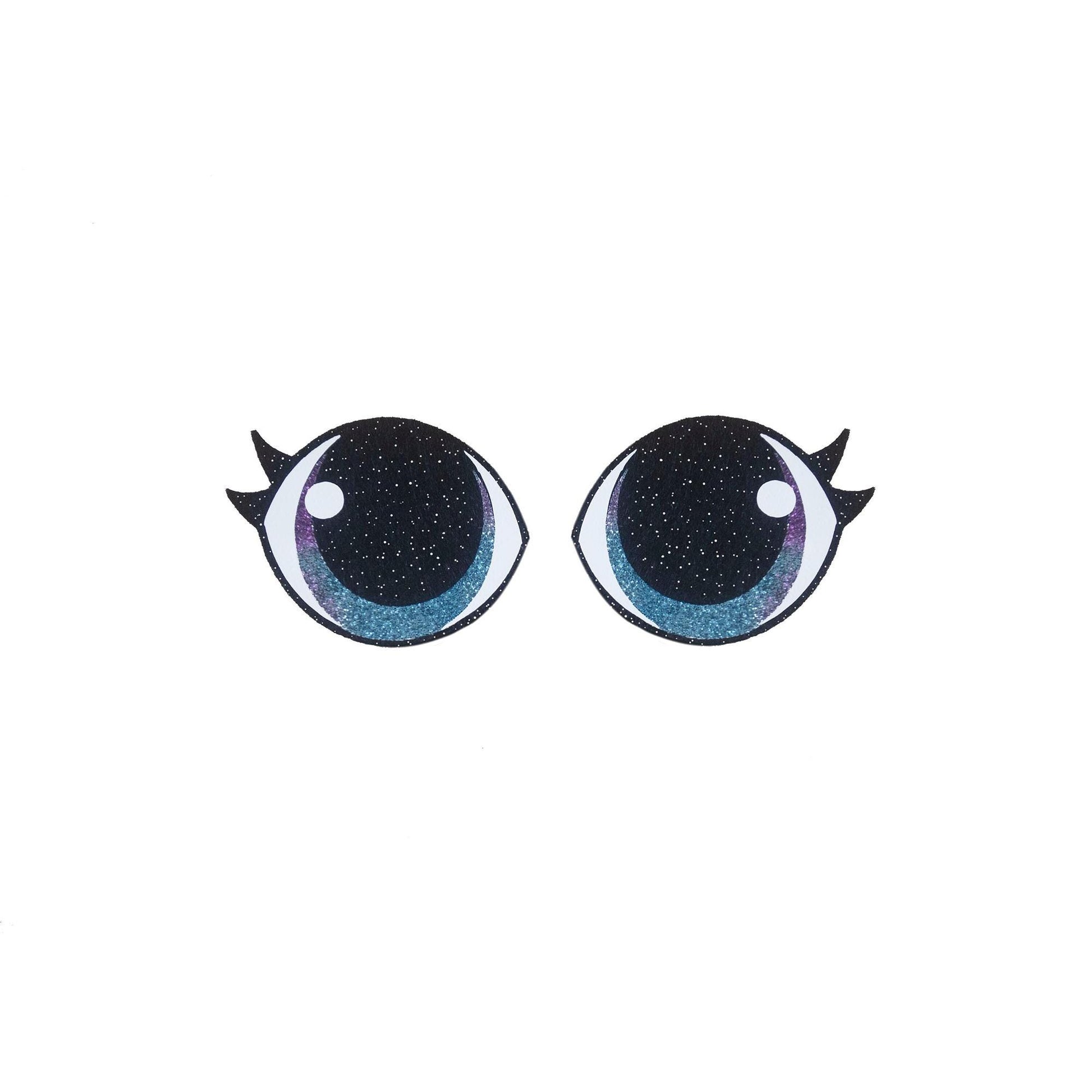 3 Pack of Rainbow Glitter Felt Eyes for Amigurumi, with Lashes, Multiple Sizes Available