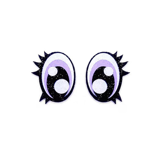 3 Pack of Oval Lavender Glitter Felt Eyes for Amigurumi with Lashes, Crochet Plushie, Doll Eyes Multiple Sizes Available