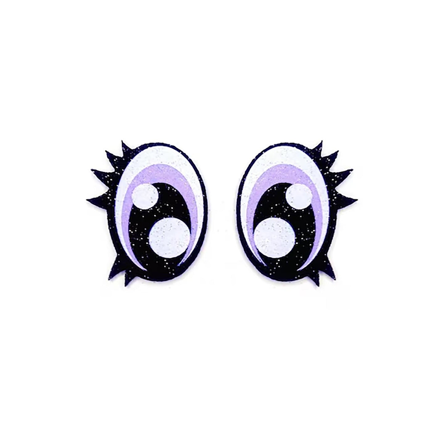 3 Pack of Oval Lavender Glitter Felt Eyes for Amigurumi with Lashes, Crochet Plushie, Doll Eyes Multiple Sizes Available