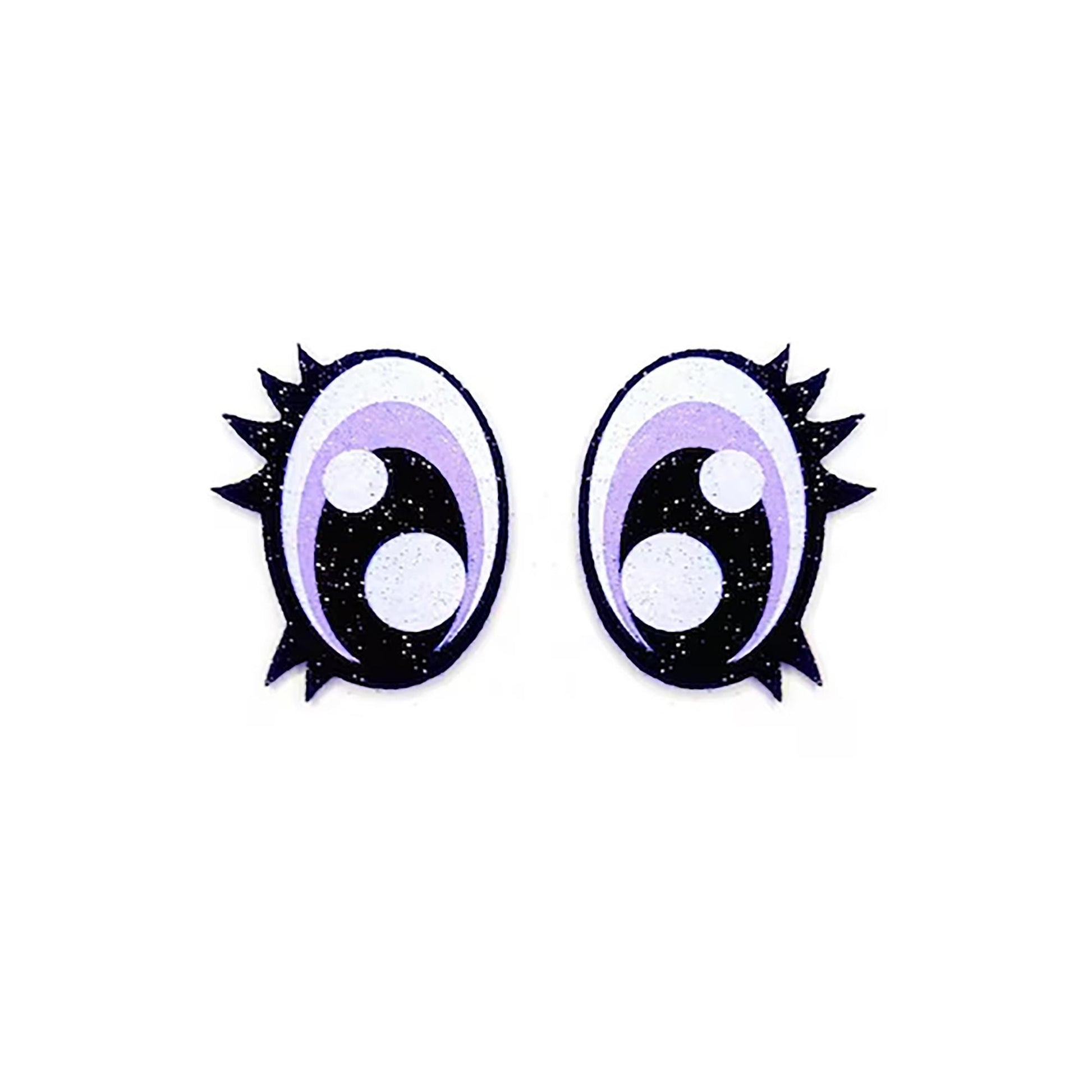 3 Pack of Oval Lavender Glitter Felt Eyes for Amigurumi with Lashes, Crochet Plushie, Doll Eyes Multiple Sizes Available