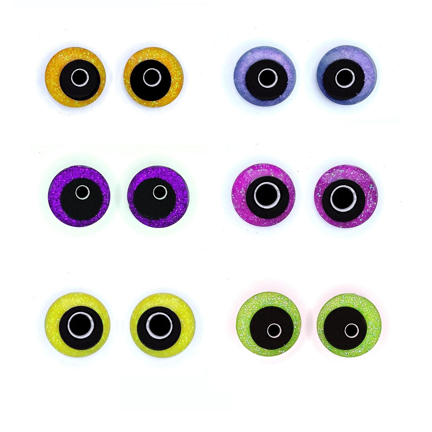 Glitter Sinker Safety Eyes for Amigurumi, Halloween, Offset Pupil, 12mm-35mm
