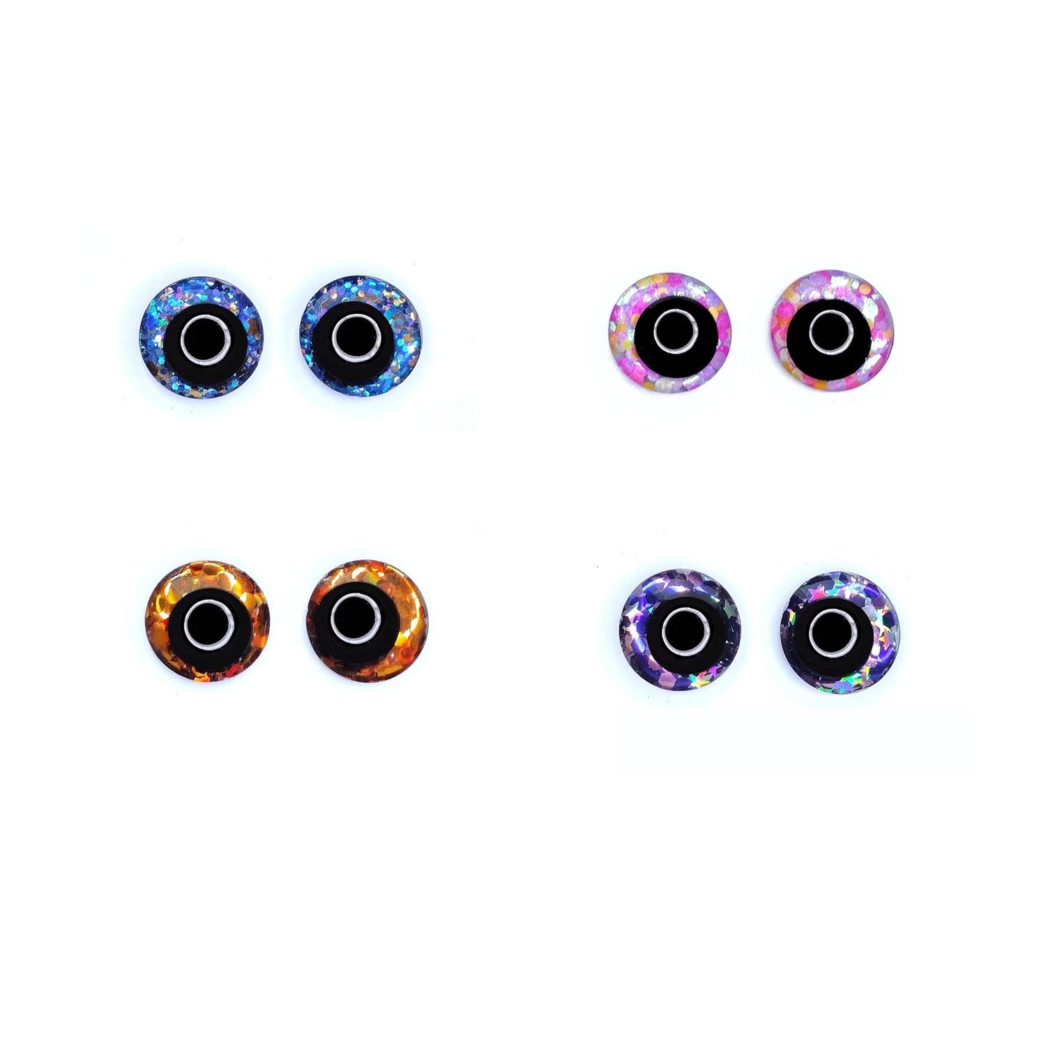 Glitter Sinker Safety Eyes for Amigurumi, Offset Pupil, 12mm-35mm