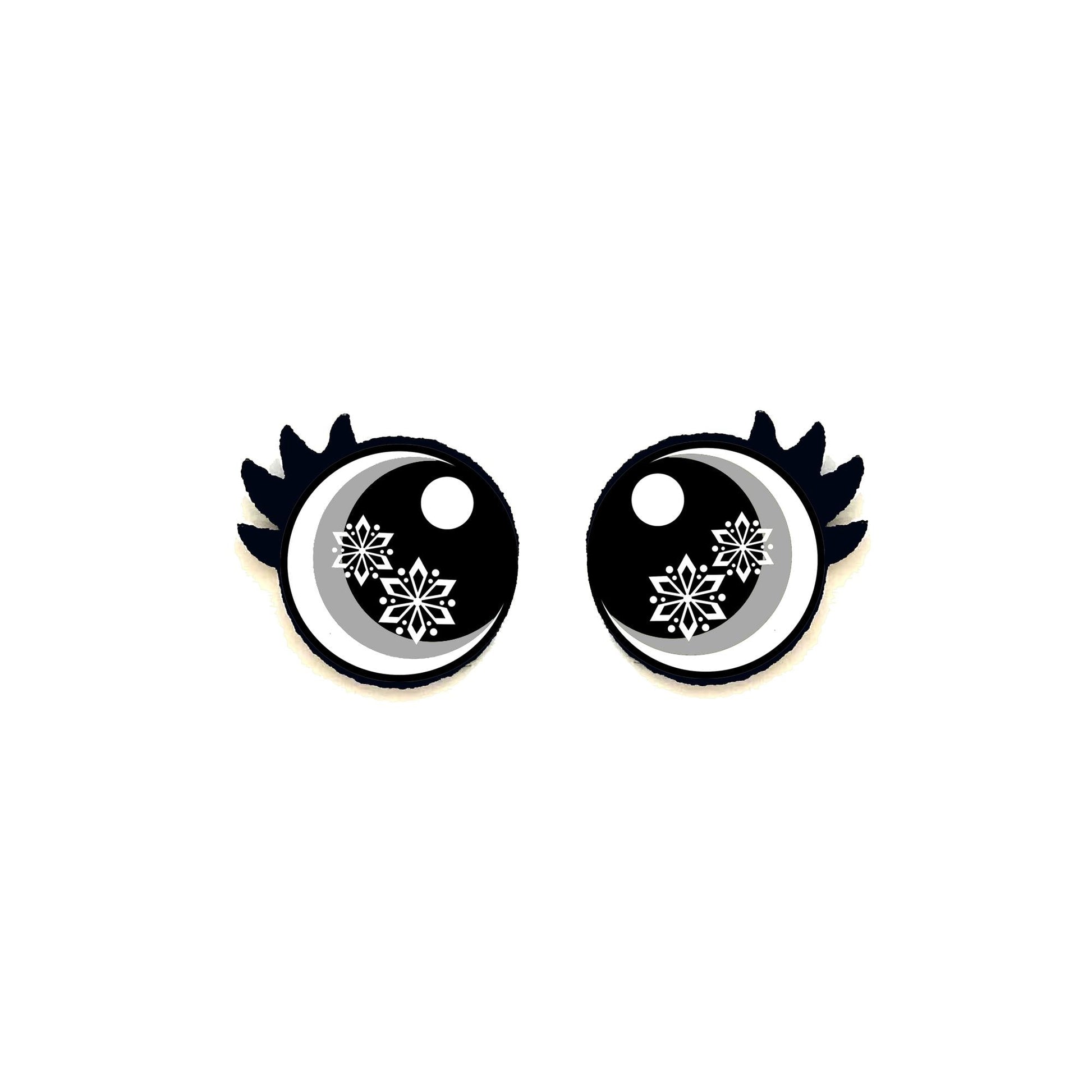 6 Pack Glitter Snowflake Felt Eyes with Lashes - Amigurumi Christmas Holiday
