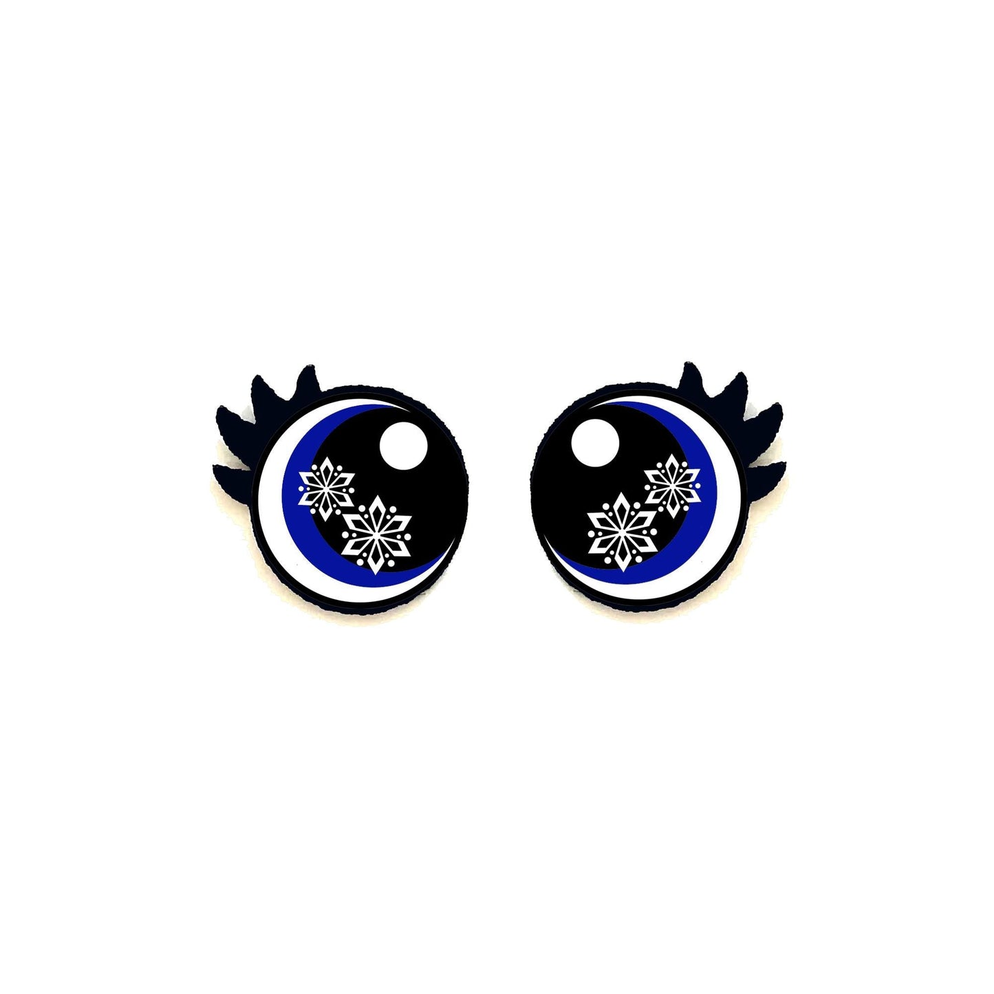 6 Pack Glitter Snowflake Felt Eyes with Lashes - Amigurumi Christmas Holiday