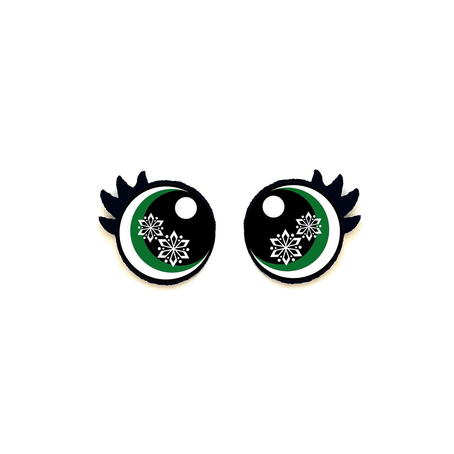 6 Pack Glitter Snowflake Felt Eyes with Lashes - Amigurumi Christmas Holiday