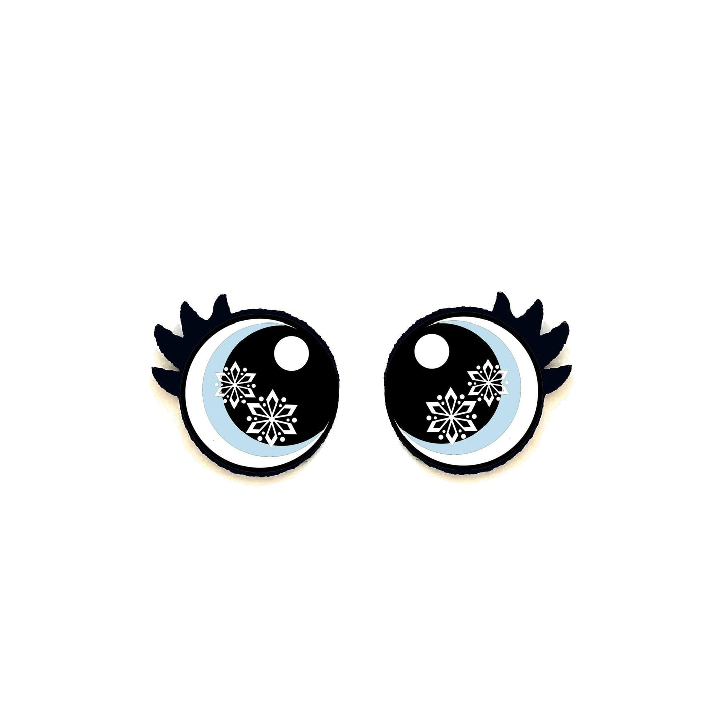 6 Pack Glitter Snowflake Felt Eyes with Lashes - Amigurumi Christmas Holiday