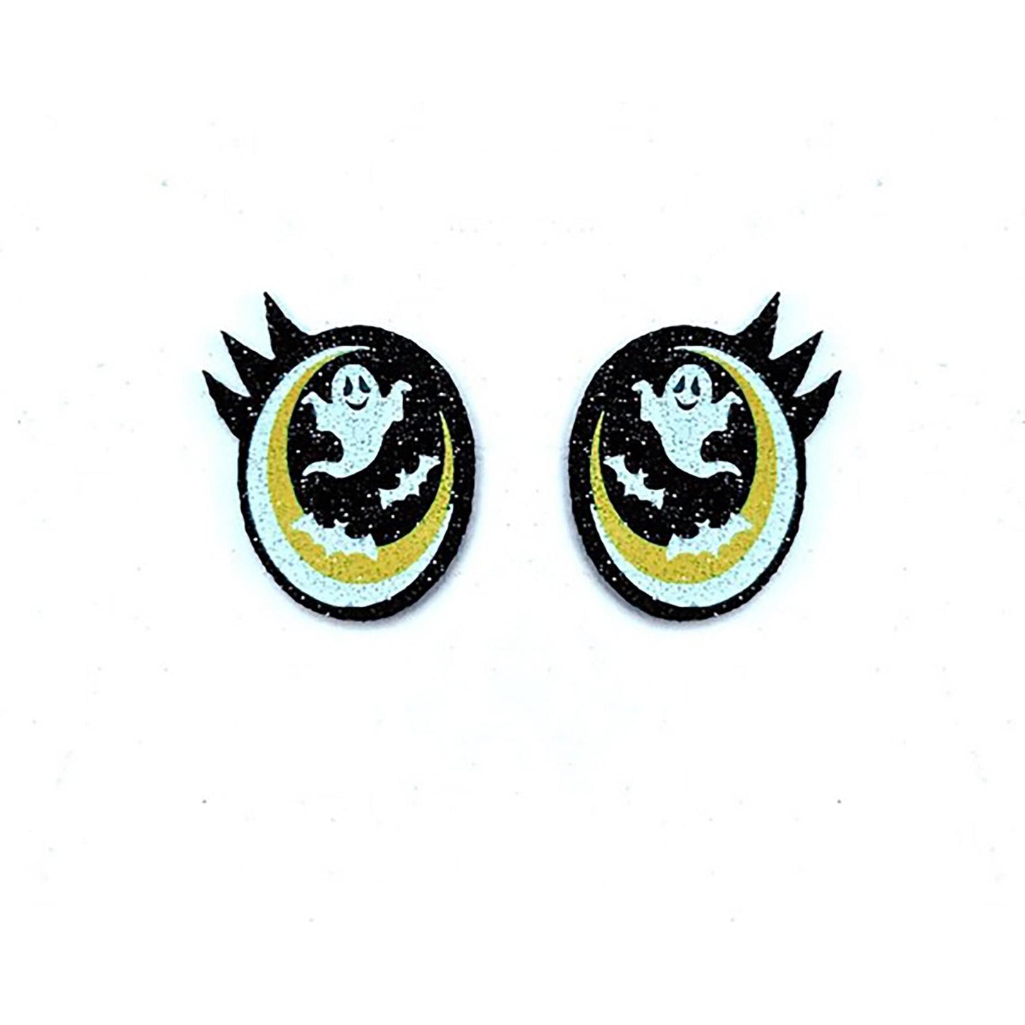 3 Pack of Glitter Halloween Felt Eyes for Amigurumi, with Lashes, Multiple Sizes Available