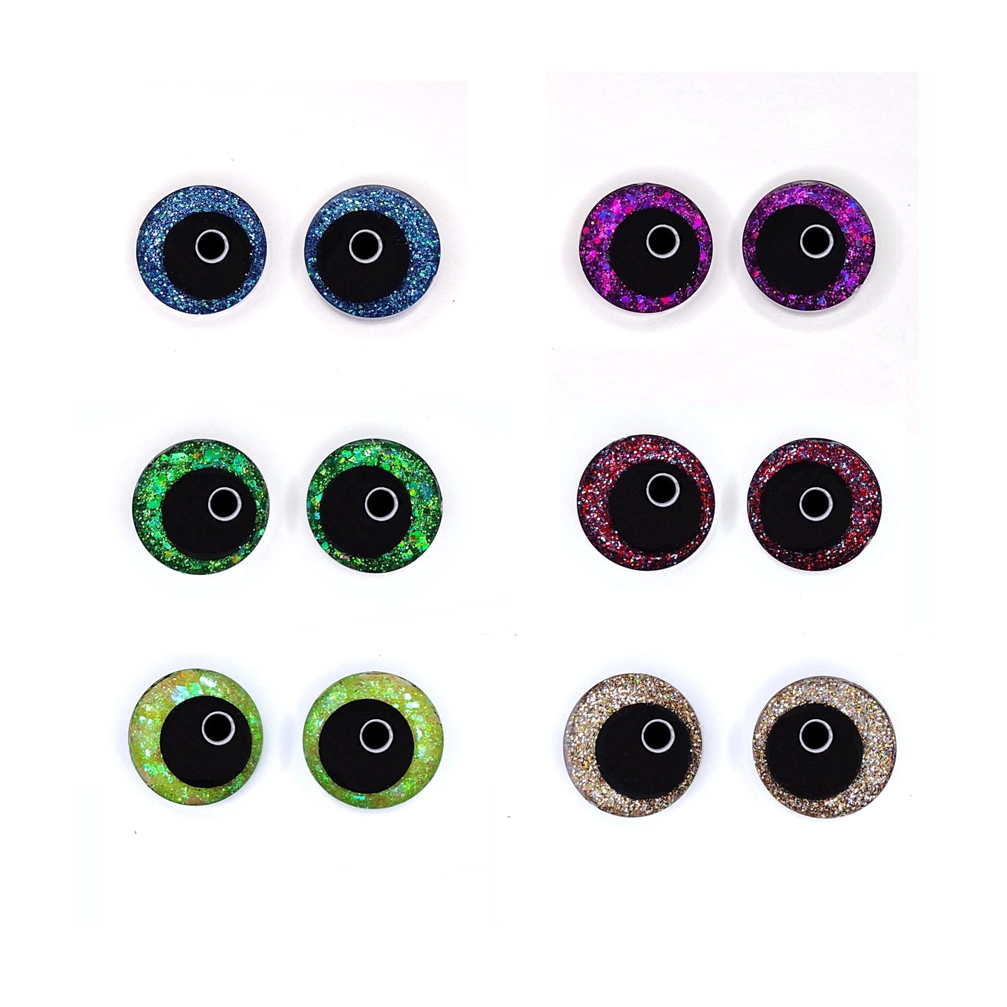 Glitter Sinker Safety Eyes With Offset Pupil for Amigurumi, 10mm-35mm
