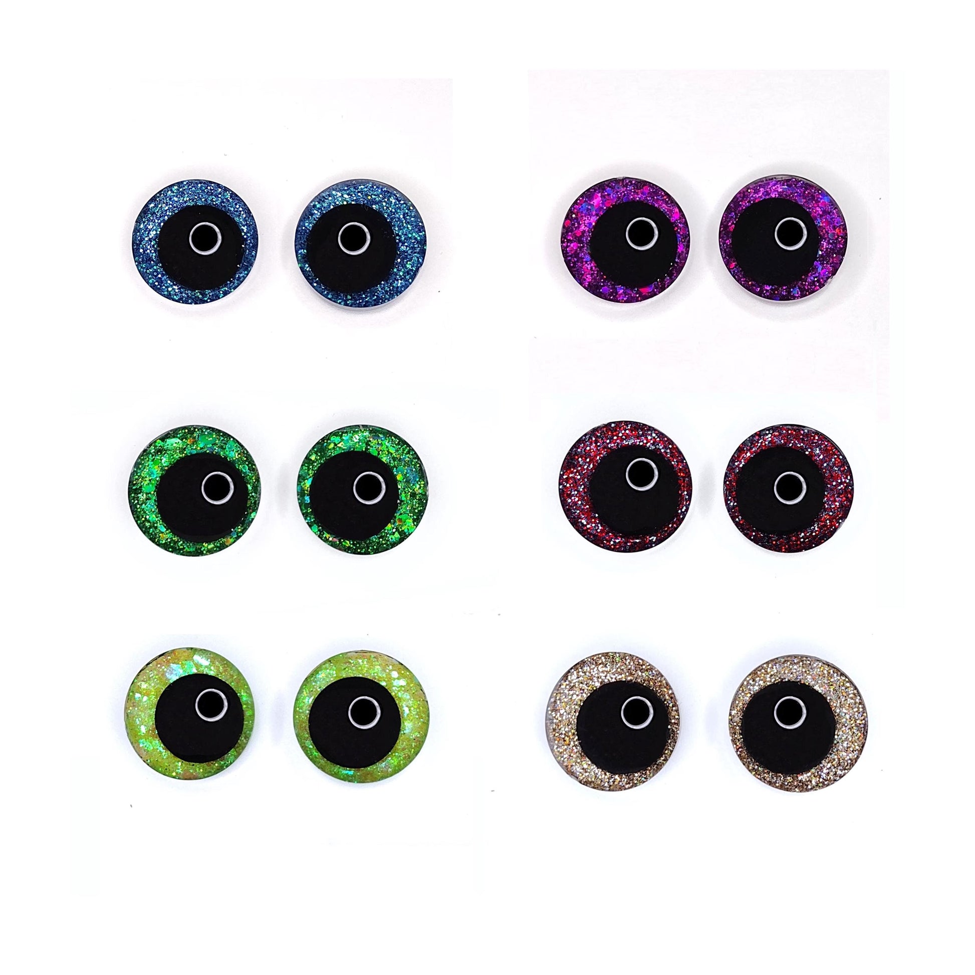 Glitter Sinker Safety Eyes With Offset Pupil for Amigurumi, 10mm-35mm
