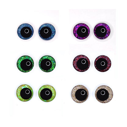 Glitter Sinker Safety Eyes With Offset Pupil for Amigurumi, 10mm-35mm
