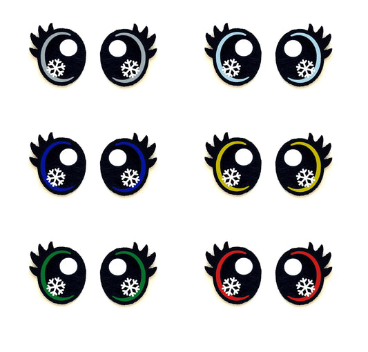 6 Pack Glitter Snowflake Felt Eyes with Lashes - Amigurumi Christmas Holiday