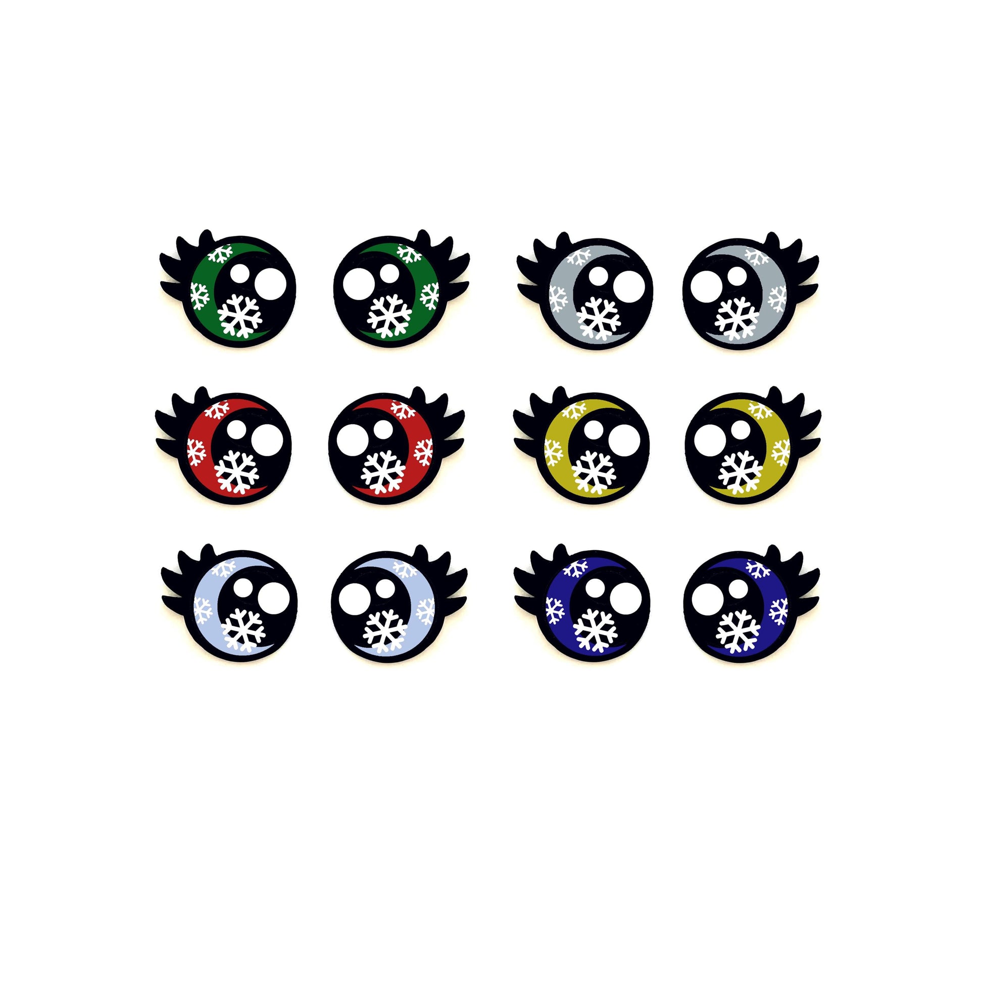 6 Pack Snowflake Felt Eyes for Amigurumi, Christmas, Holiday