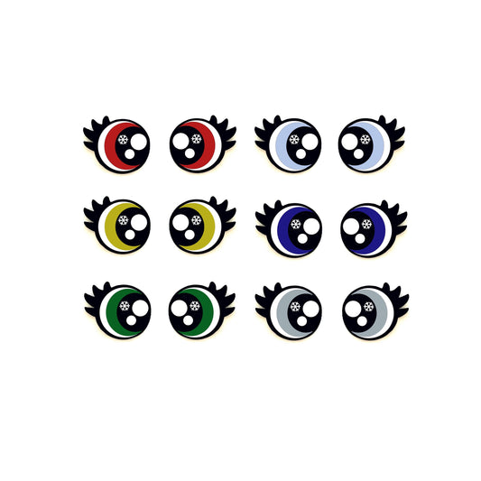 3 Pack of Snowflake Glitter Felt Eyes, with lashes, for Amigurumi Multiple Sizes Available