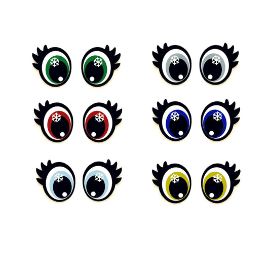 3 Pack of Oval Felt Eyes with Lashes for Amigurumi, Christmas, Holiday, Multiple Sizes Available