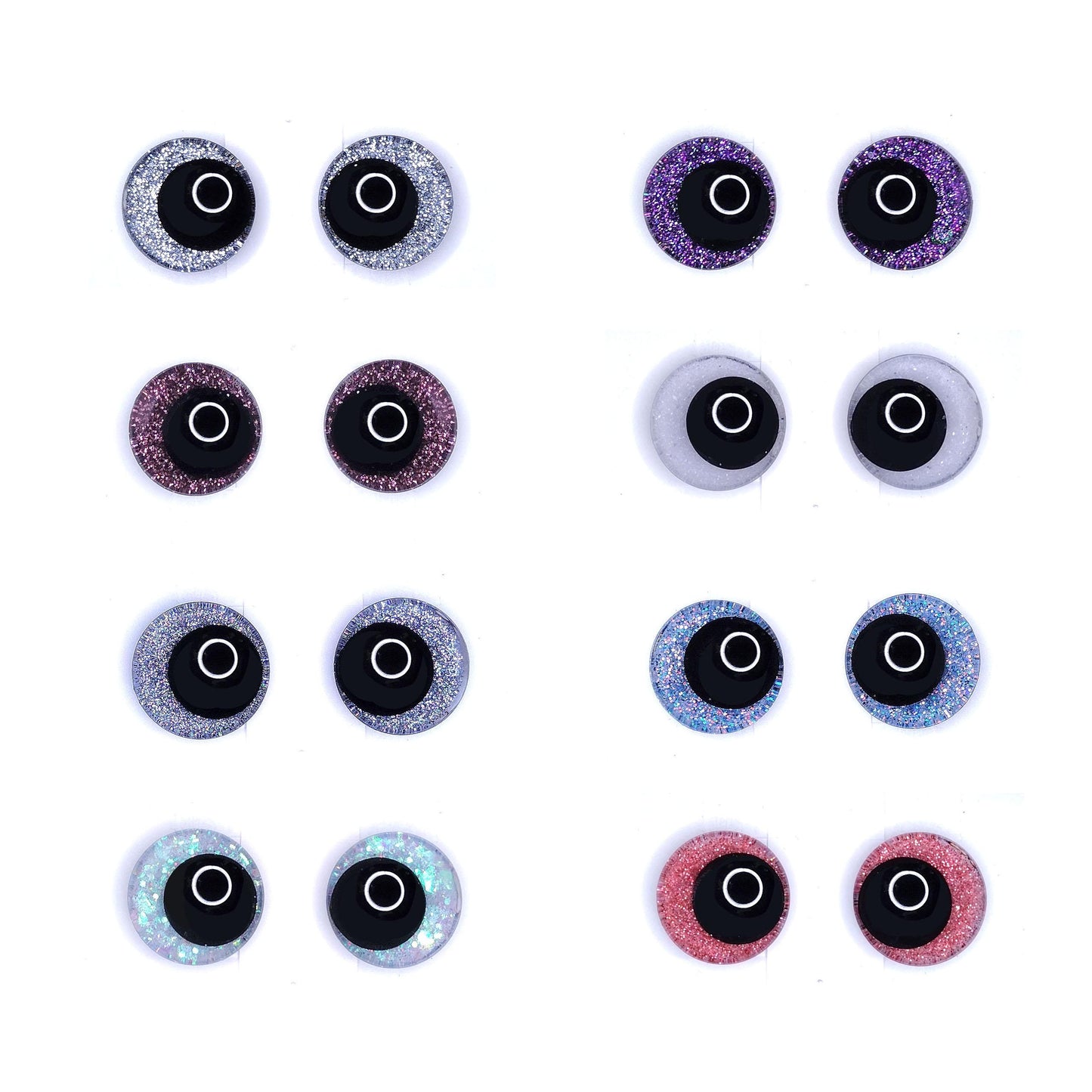 Glitter Sinker Safety Eyes With Offset Pupil for Amigurumi, 10mm-35mm