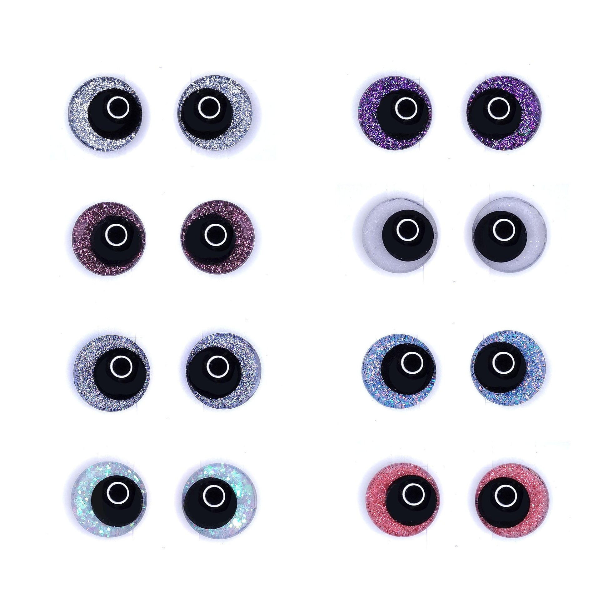 Glitter Sinker Safety Eyes With Offset Pupil for Amigurumi, 10mm-35mm