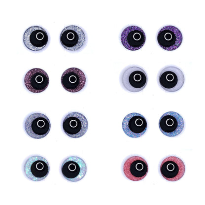 Glitter Sinker Safety Eyes With Offset Pupil for Amigurumi, 10mm-35mm