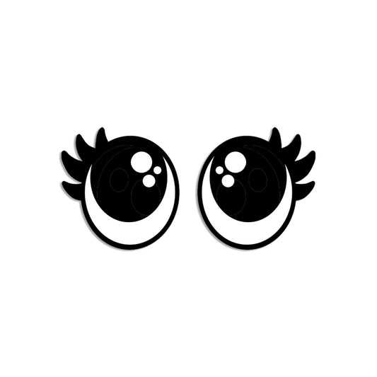 6 Pack, 3 Pack or Bulk Felt Eyes with Lashes for Amigurumi, Crochet, Knit, Round, White, Plushie, Glitter, Kawaii