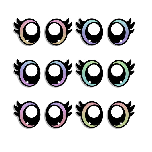 6 Pack Oval Kawaii Felt Eyes for Amigurumi, Multiple Sizes
