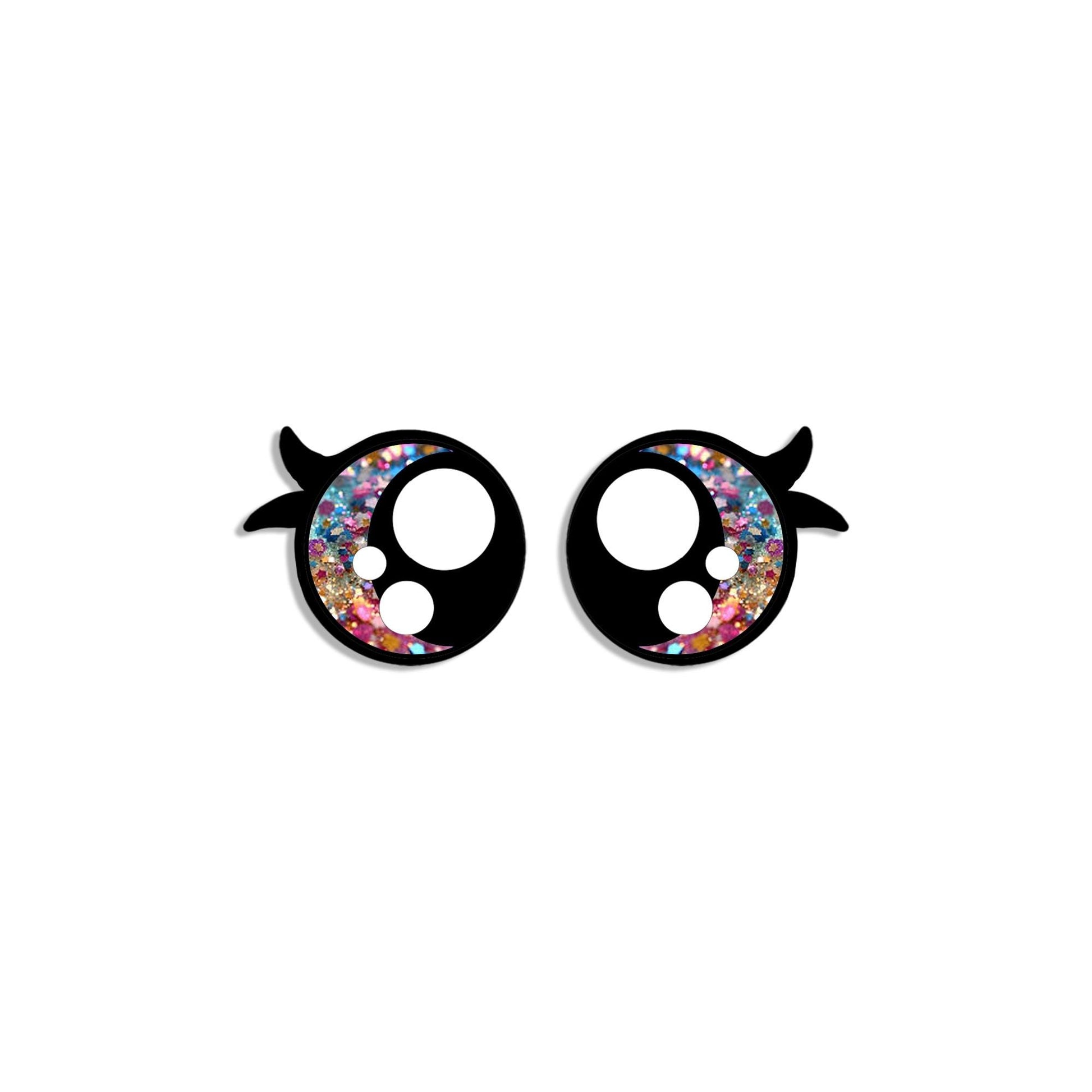 6 Pack, 3 Pack or Bulk Glitter Felt Eyes with Lashes for Amigurumi, Crochet, Knit, Plushie, Round, Rainbow, Kawaii
