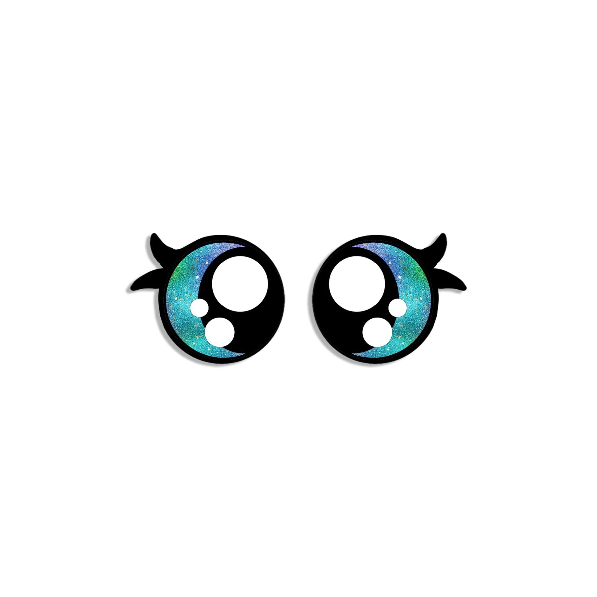 6 Pack, 3 Pack or Bulk Glitter Felt Eyes with Lashes for Amigurumi, Crochet, Knit, Plushie, Round, Rainbow, Kawaii
