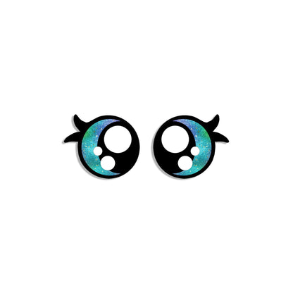 6 Pack, 3 Pack or Bulk Glitter Felt Eyes with Lashes for Amigurumi, Crochet, Knit, Plushie, Round, Rainbow, Kawaii