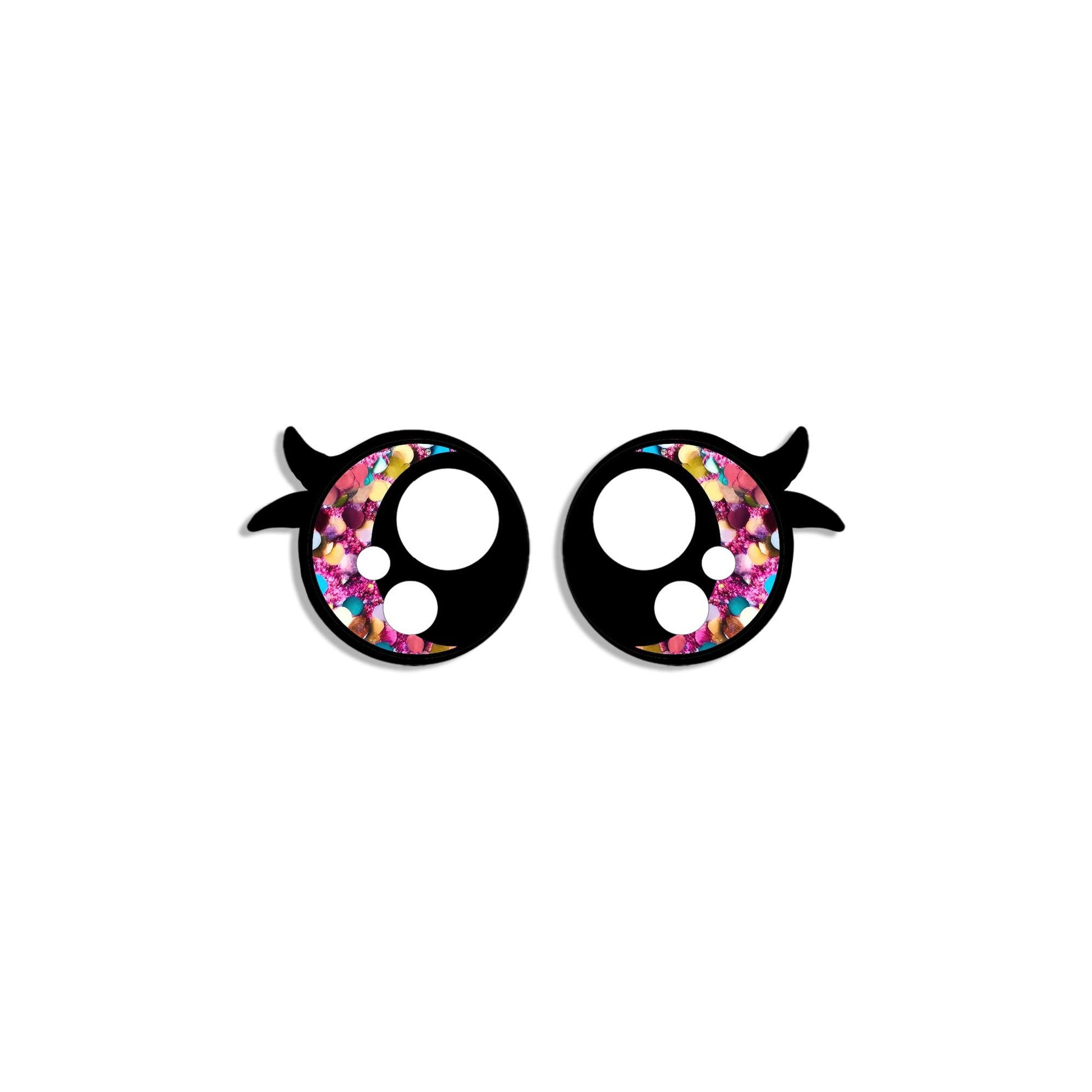 6 Pack, 3 Pack or Bulk Glitter Felt Eyes with Lashes for Amigurumi, Crochet, Knit, Plushie, Round, Rainbow, Kawaii