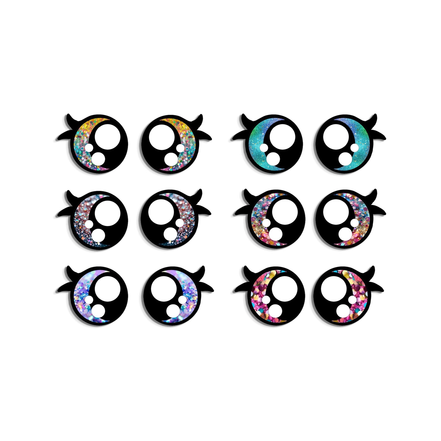 6 Pack Oval Kawaii Felt Eyes for Amigurumi, Multiple Sizes