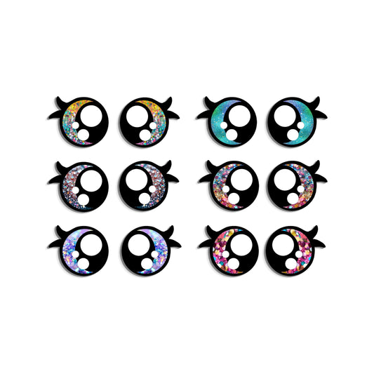 6 Pack Oval Kawaii Felt Eyes for Amigurumi, Multiple Sizes